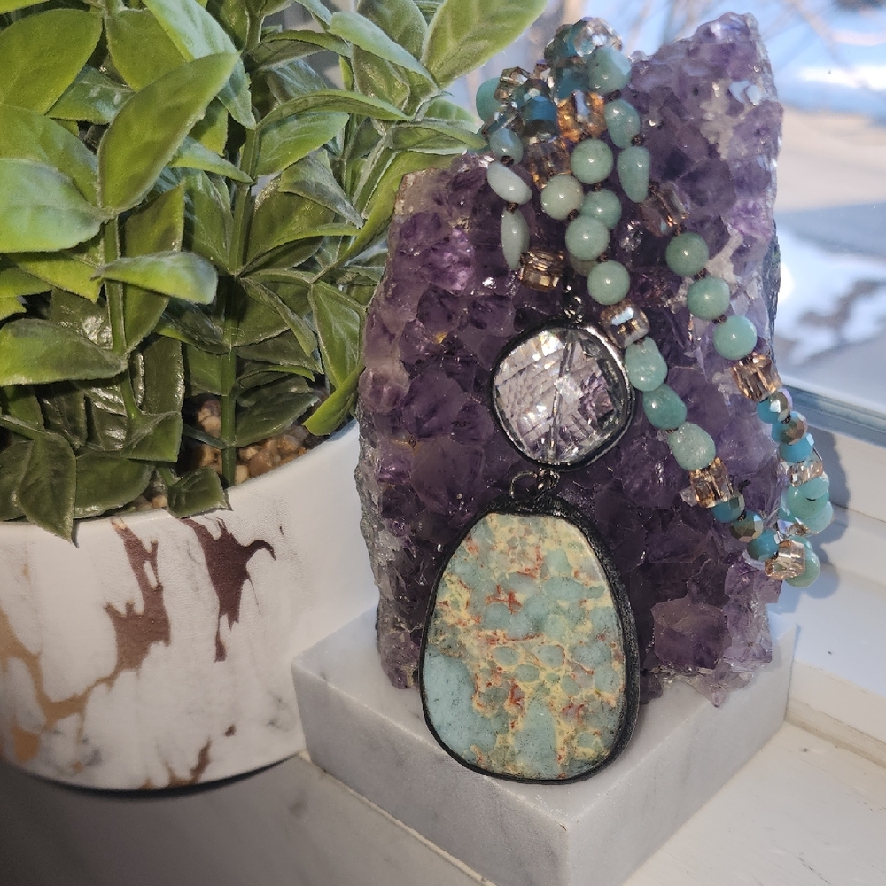 Turquoise and Amethyst Beaded Necklace